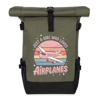 Juste une fille qui aime les avions - Sac à dos roll top - olive/noir - Devant