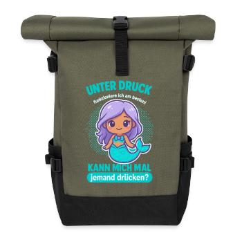 Unter Druck Meerjungfrau - Rolltop Rucksack - Olive/Schwarz - Vorne