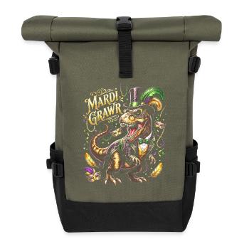 Mardi Gras Dino Mask Cult - Roll Top Backpack - olive/black - Front
