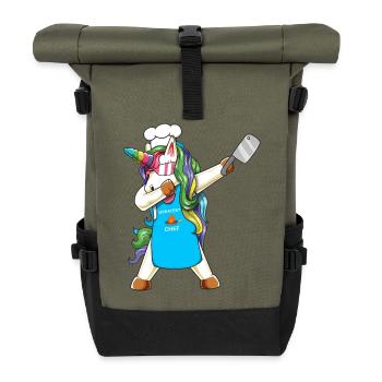 Größter Koch Einhorn Dabbing Kochkunst - Rolltop Rucksack - Olive/Schwarz - Vorne