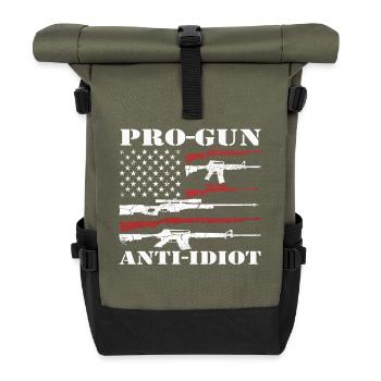 Pro-Waffen, Anti-Idiot - Rolltop Rucksack - Olive/Schwarz - Vorne