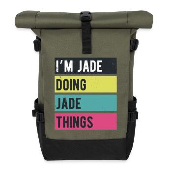 I’m Jade Doing Jade Things Retro Colors - Roll Top Backpack - olive/black - Front