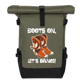 Boots On: Dancing Cowboy Boots - Roll Top Backpack - olive/black - Front
