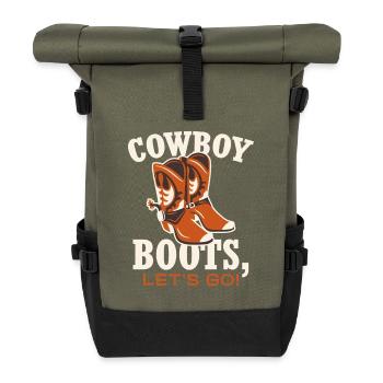 Cowboy Boots Let's Go - Rolltop Rucksack - Olive/Schwarz - Vorne