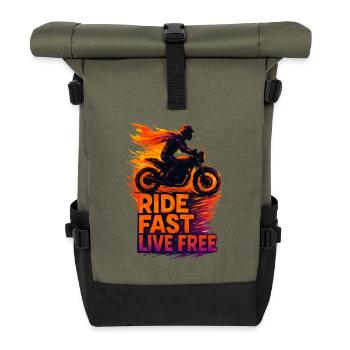 Ride Fast Live Free - Roll Top Backpack - olive/black - Front