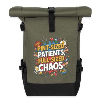 Pediatric Nurse Pint-Sized Patients Children Nurse - Roll Top Backpack - olive/black - Front