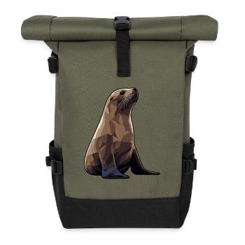 Seal Animal Sea Lion - Roll Top Backpack - olive/black - Front