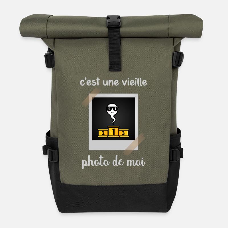 This is an old photo of me Original Humor - Roll Top Backpack - olive/black