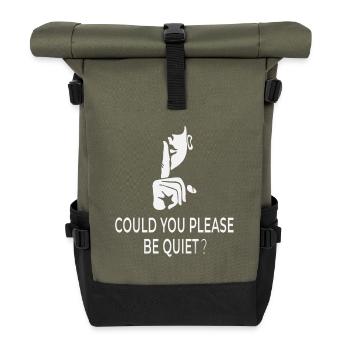 Pourriez-vous vous taire, s’il vous plaît ? – Humour britannique - Sac à dos roll top - olive/noir - Devant