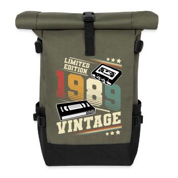 1989 Geburtsjahr Baujahr Geburtstag vintage - Rolltop Rucksack - Olive/Schwarz - Vorne
