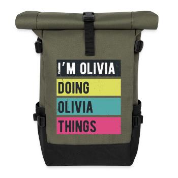 I’m Olivia Doing Olivia Things Retro Colors - Roll Top Backpack - olive/black - Front