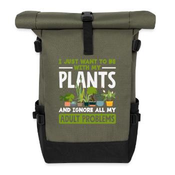 Plant Lovers Adults Problems Gardeners - Roll Top Backpack - olive/black - Front