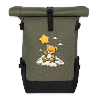 Cuddly teddy with star balloon - Roll Top Backpack - olive/black - Front