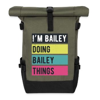 Ich bin Bailey und mache Bailey Things Retro Colors - Rolltop Rucksack - Olive/Schwarz - Vorne