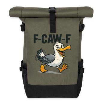 lustige möwe spruch, f caw f - Rolltop Rucksack - Olive/Schwarz - Vorne