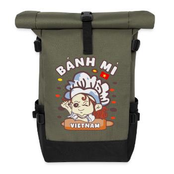 Banh mi Vietnam Kawaii - Sac à dos roll top - olive/noir - Devant