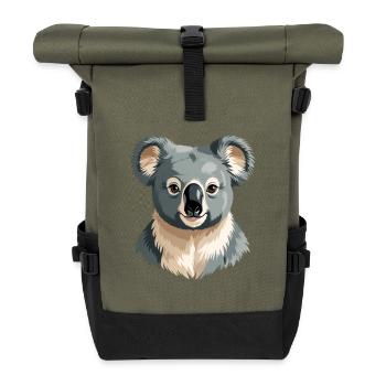 Sanfter Koala Portrait - Rolltop Rucksack - Olive/Schwarz - Vorne