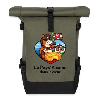 Basque Country in the Heart Pottok Basque Cake - Roll Top Backpack - olive/black - Front