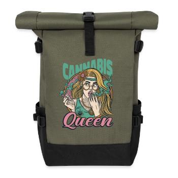 Cannabis Queen Outfit - Roll Top Backpack - olive/black - Front