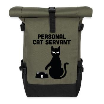Persönlicher Katzendiener - Rolltop Rucksack - Olive/Schwarz - Vorne