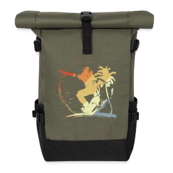 Skateboarding Graphic Vintage Look - Roll Top Backpack - olive/black - Front
