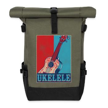 Hawaiian Ukulele Uke Retro Vintage - Roll Top Backpack - olive/black - Front