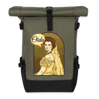 Oida! Sissi Königin von Österreich I love Austria  - Rolltop Rucksack - Olive/Schwarz - Vorne