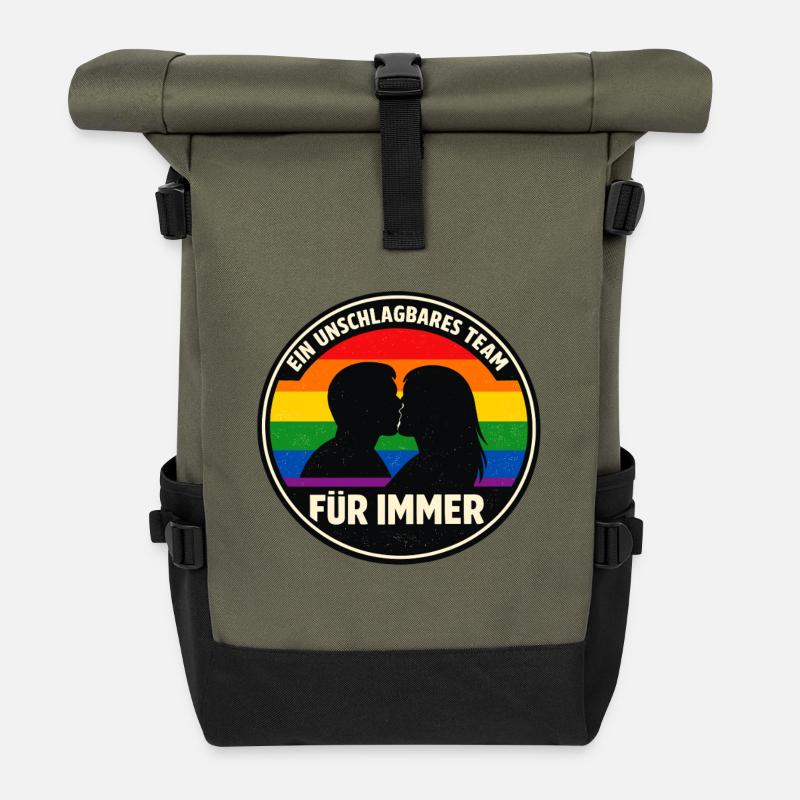 Unschlagbares Team – Pride Liebe LGBTQ+ - Rolltop Rucksack - Olive/Schwarz
