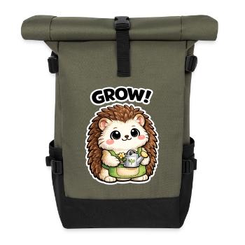 Kawaii Garten-Igel Grow! - Rolltop Rucksack - Olive/Schwarz - Vorne