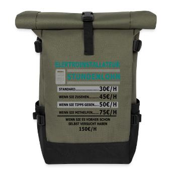 Installateur Stundenlohn - Rolltop Rucksack - Olive/Schwarz - Vorne