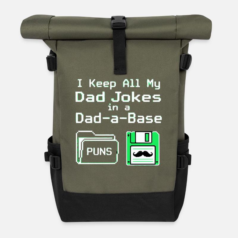 Je garde toutes mes blagues de papa dans une base de papa - Sac à dos roll top - olive/noir