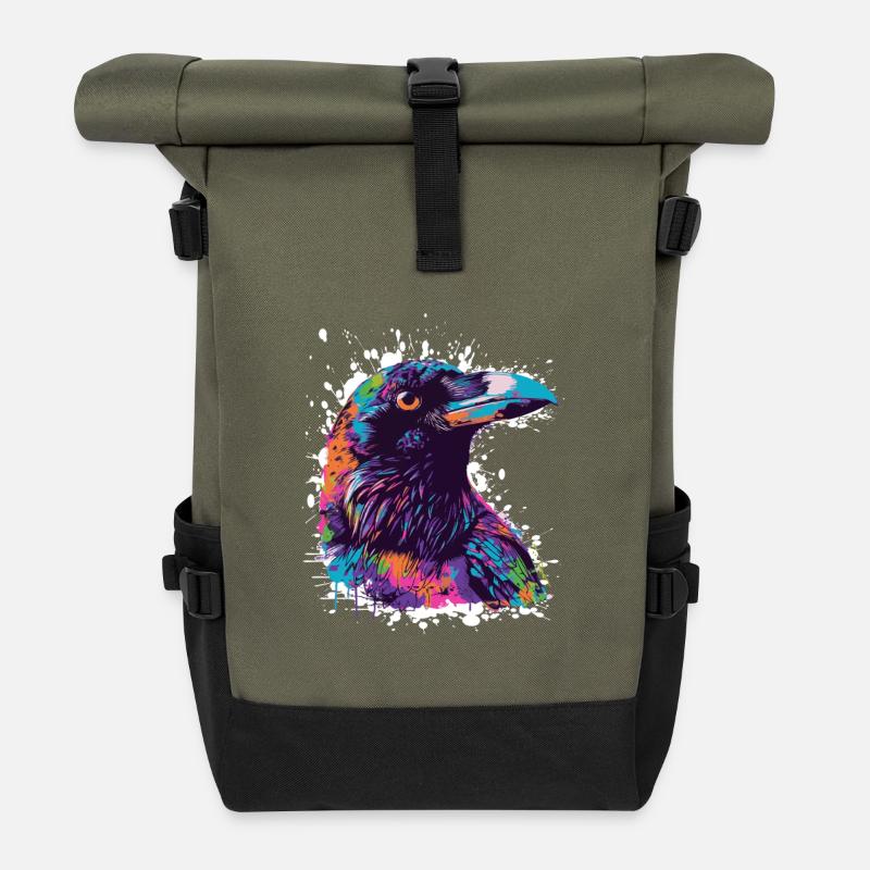 Rabe Tier Vogel - Rolltop Rucksack - Olive/Schwarz