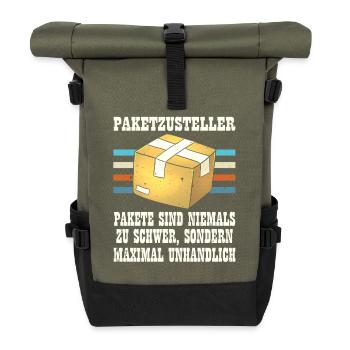 Postboten PAKETZUSTELLER PAKETE SIND NIEMALS ZU - Rolltop Rucksack - Olive/Schwarz - Vorne