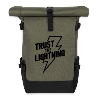 Trust the Lightning - Roll Top Backpack - olive/black - Front