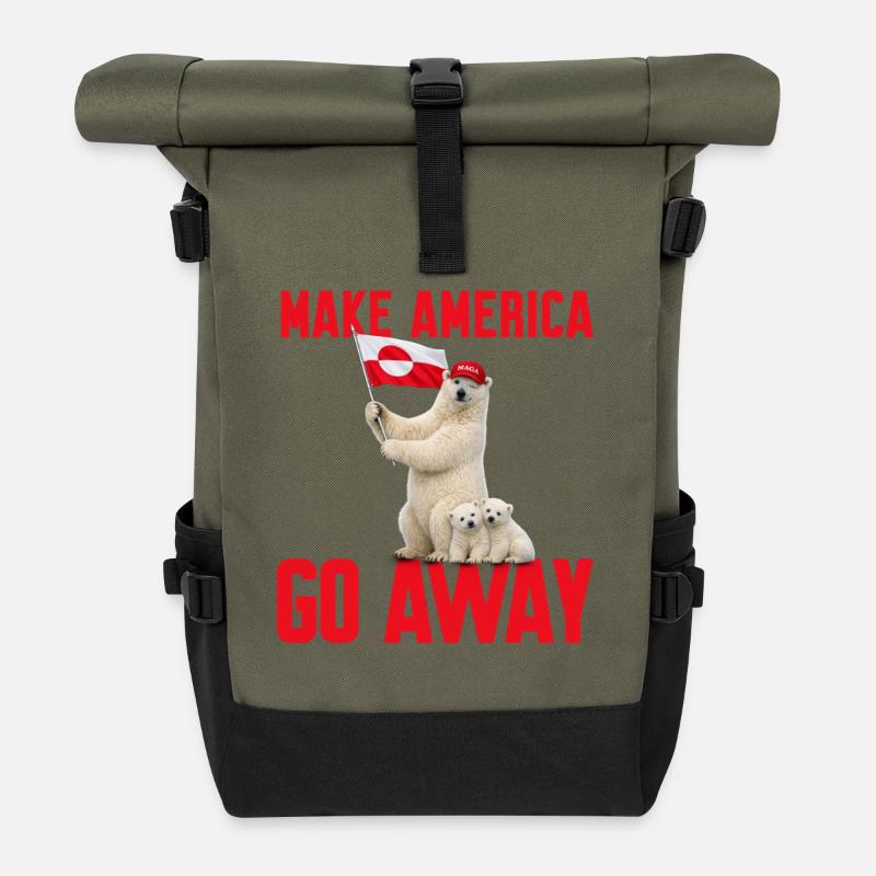 Make America go away! Grönland Statement gegen US  - Rolltop Rucksack - Olive/Schwarz