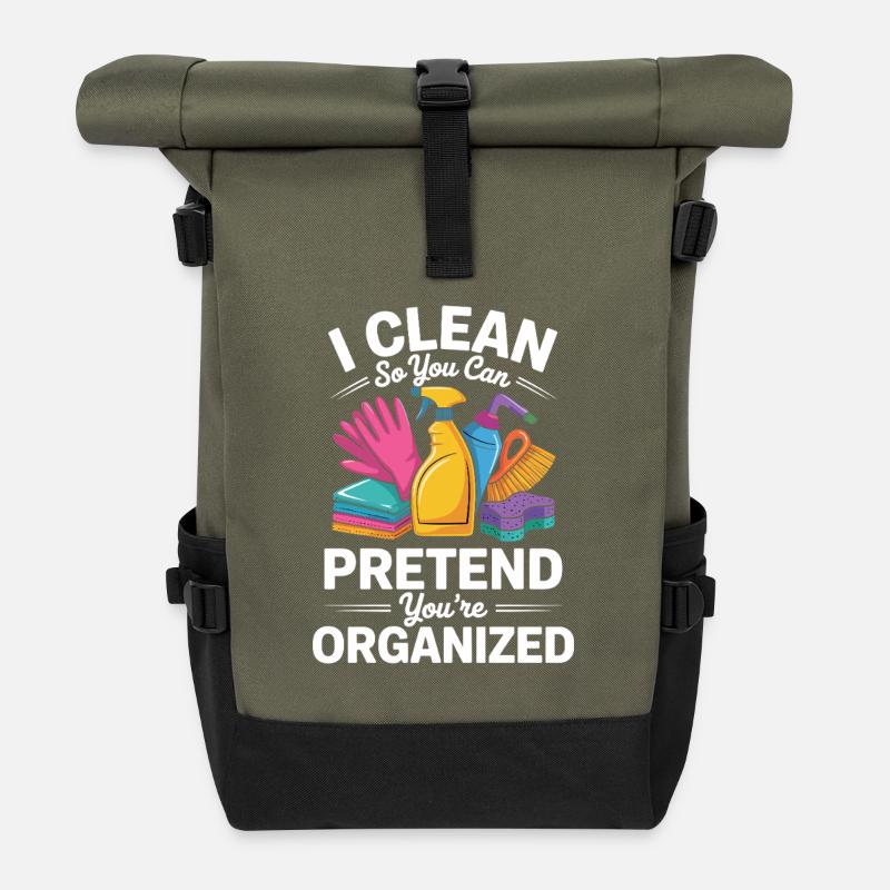 Cleaning Lady Household Professional Humor - Roll Top Backpack - olive/black