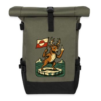 Greenland Shirt Reindeer Caribou - Rolltop Rucksack - Olive/Schwarz - Vorne