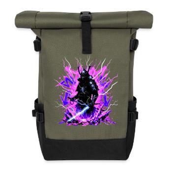 Cyber Samurai – Synthwave Katana Spirit - Roll Top Backpack - olive/black - Front