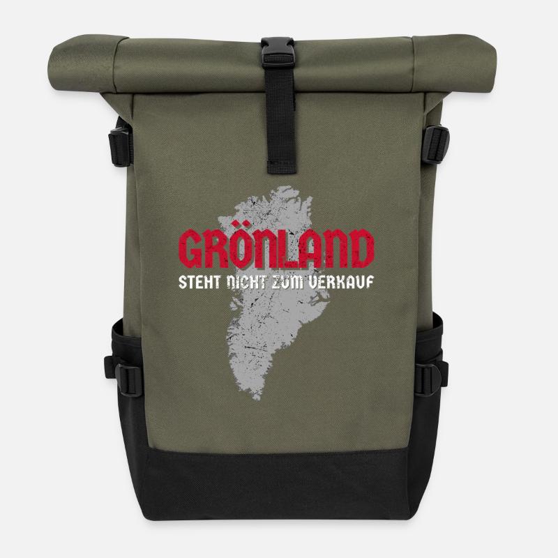 Greenland Not for Sale - Roll Top Backpack - olive/black