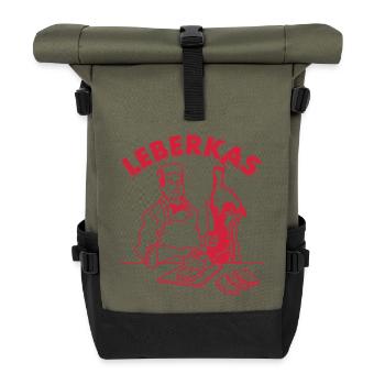 Lustiger Metzger Leberkas Bayrischer Döner - Rolltop Rucksack - Olive/Schwarz - Vorne