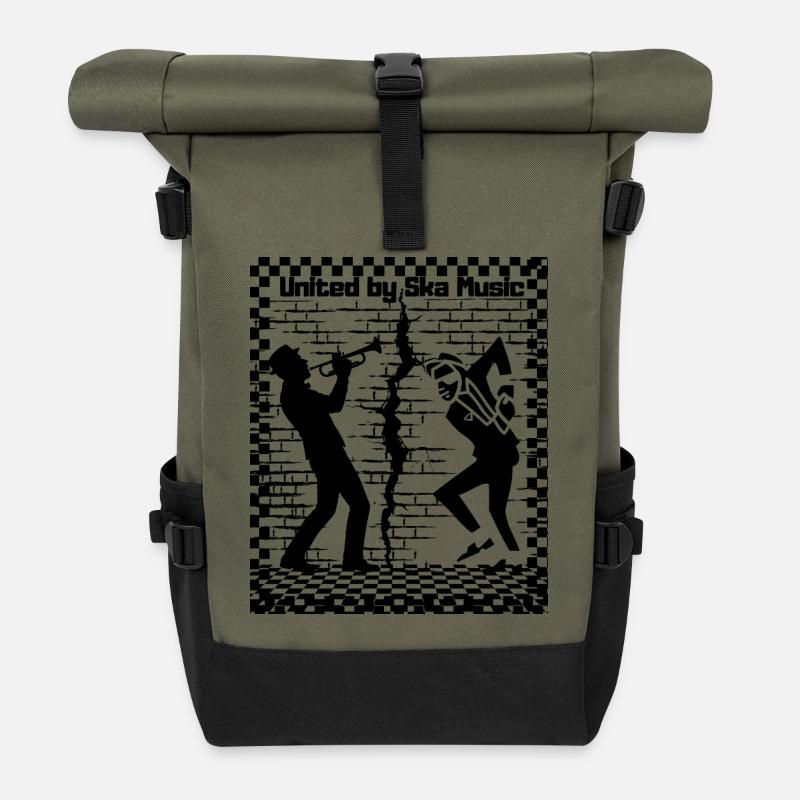 ska music - Roll Top Backpack - olive/black