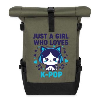 Just a Girl, das K-Pop süße koreanische Musik liebt - Rolltop Rucksack - Olive/Schwarz - Vorne