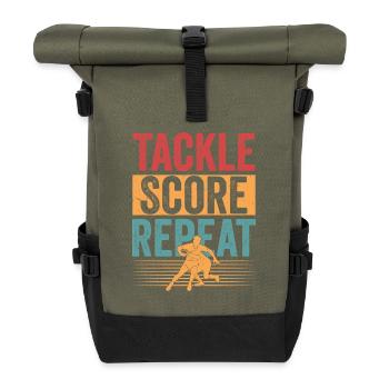 Tackle Score Repeat Player Fan Football Season - Roll Top Backpack - olive/black - Front