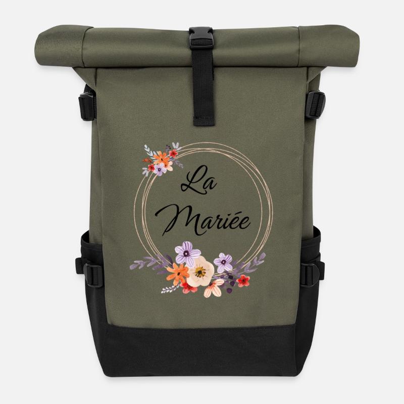 The Bride-to-be Bachelorette Party Flowers - Roll Top Backpack - olive/black