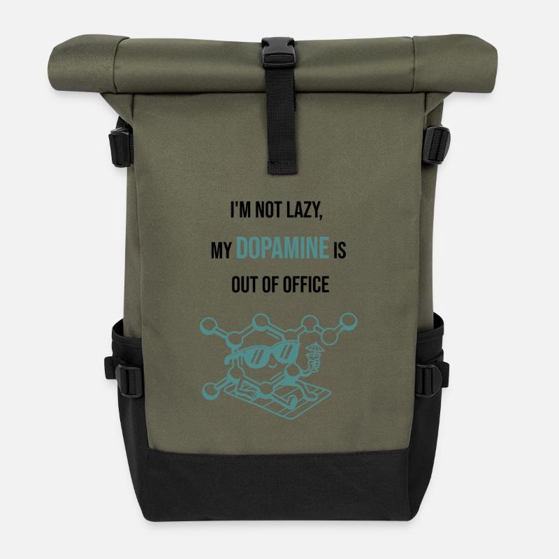 Dopamine Neon Fusion - I'm Not Lazy My Dopamine - Roll Top Backpack - olive/black