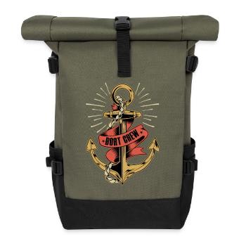 Boat Crew Sailor Sail Captain - Rolltop Rucksack - Olive/Schwarz - Vorne