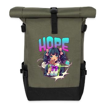 Anime Girl HOPE Lollipop – Kawaii Manga Style - Sac à dos roll top - olive/noir - Devant