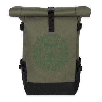 Süchtig nach Kettensound Discgolf Discgolfer - Rolltop Rucksack - Olive/Schwarz - Vorne
