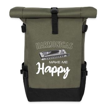 Harmonicas Make Me Happy - Roll Top Backpack - olive/black - Front