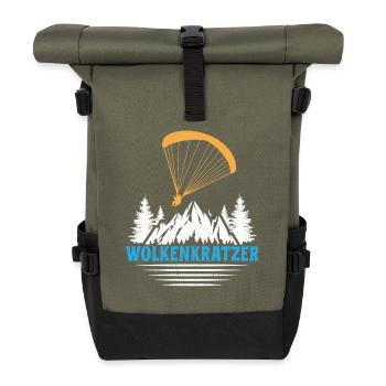 Paraglider WOLKENKRATZER LUSTIG - Rolltop Rucksack - Olive/Schwarz - Vorne